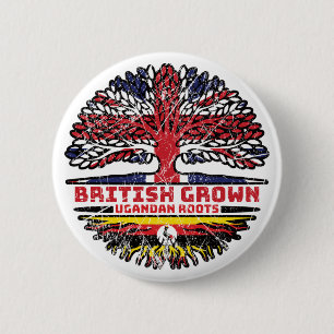 Uganda Ugandan Uk United Kingdom British Tree 6 Cm Round Badge