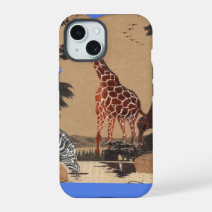 Uganda Wildlife Map Art Print iPhone 15 Case