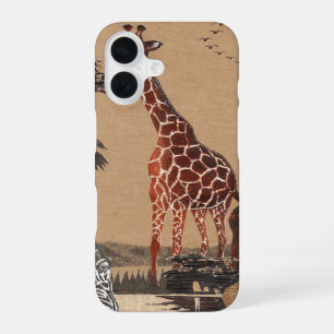 Uganda Wildlife Map Art Print iPhone 16 Case