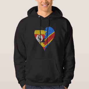 Ugandan Congolese Flag Heart Hoodie