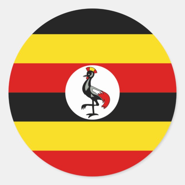 Ugandan Flag, Flag of Uganda Classic Round Sticker (Front)