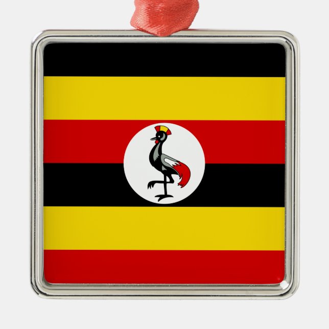 Ugandan Flag (Uganda) Metal Tree Decoration (Front)