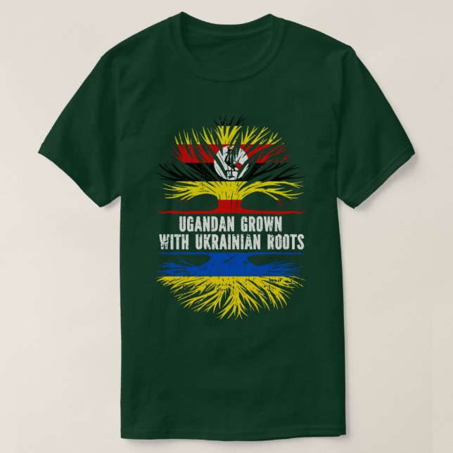 Ugandan Grown with Ukrainian Roots Flag T-Shirt (Design Front)