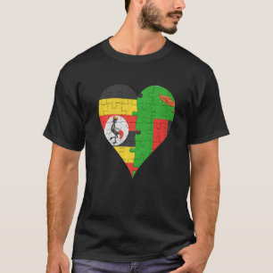 Ugandan Zambian Flag Heart T-Shirt