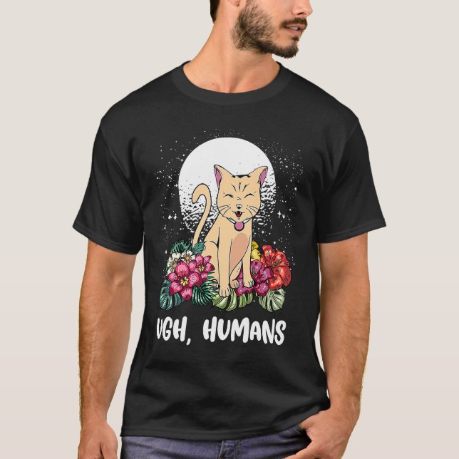 Ugh Humans Cat  Introvert Kitten Antisocial Cat Mo T-Shirt (Front)