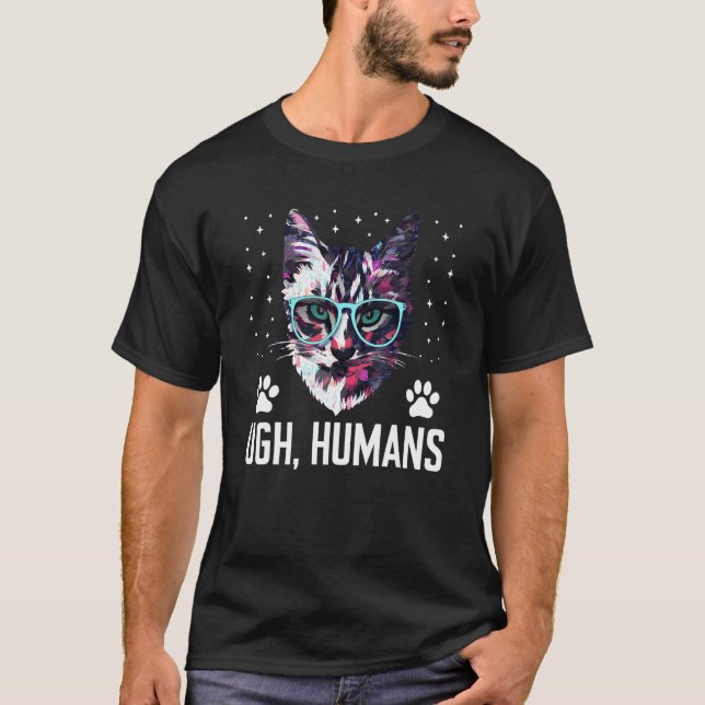 Ugh Humans Cat  Introvert Kitten Antisocial Cat Mo T-Shirt (Front)