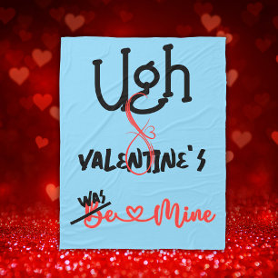 Ugh Valentine's - Was Mine on blue Fleece Blanket
