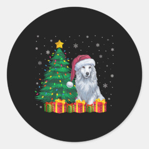 Ugly Akbash Santa Hat Christmas Lights Dog Lover X Classic Round Sticker