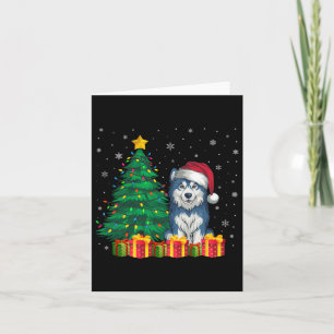 Ugly Alaskan Malamute Santa Hat Christmas Lights D Card