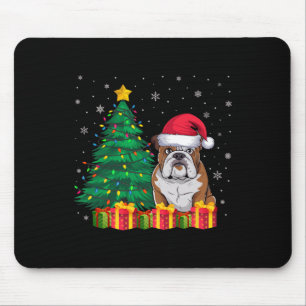 Ugly American Bulldog Santa Hat Christmas Lights D Mouse Pad