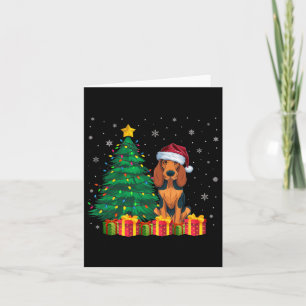 Ugly American English Coonhound Santa Hat Xmas Lig Card