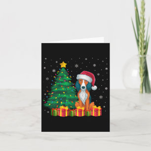 Ugly American Foxhound Santa Hat Christmas Lights  Card