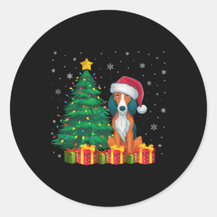 Ugly American Foxhound Santa Hat Christmas Lights  Classic Round Sticker