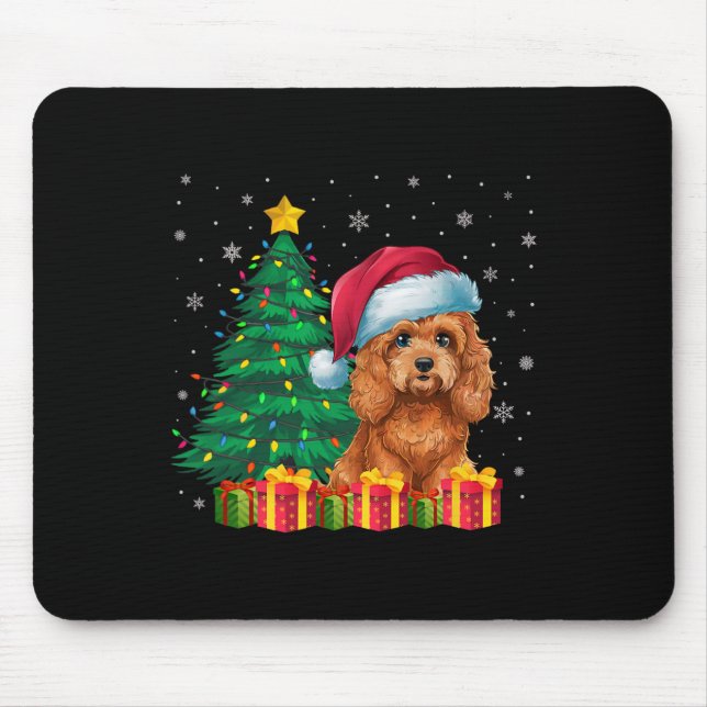 Ugly Apoo Santa Hat Christmas Lights Dog Lover Xma Mouse Pad (Front)