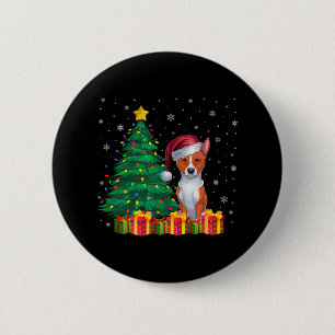 Ugly Basenji Santa Hat Christmas Lights Dog Lover  6 Cm Round Badge