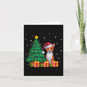 Ugly Basenji Santa Hat Christmas Lights Dog Lover Card
