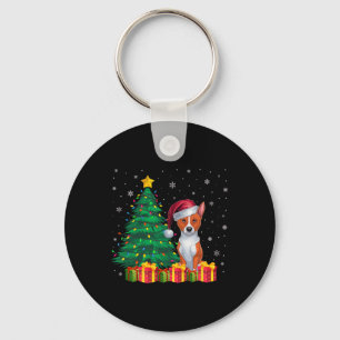 Ugly Basenji Santa Hat Christmas Lights Dog Lover  Key Ring