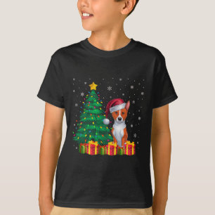 Ugly Basenji Santa Hat Christmas Lights Dog Lover T-Shirt