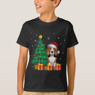 Ugly Beagle Santa Hat Christmas Lights Dog Lover X T-Shirt