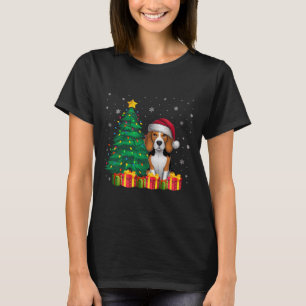 Ugly Beagle Santa Hat Christmas Lights Dog Lover X T-Shirt