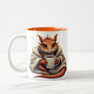 Ugly Bearded Dragon - Cosy Blanket & Coffee Lover Two-Tone Coffee Mug