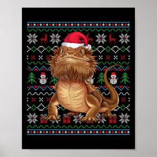 Ugly Bearded Dragon Lovers Xmas Sweater Santa Chri Poster