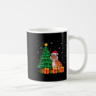 Ugly Bengal Tiger Santa Hat Christmas Tree Lights Coffee Mug