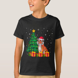 Ugly Bengal Tiger Santa Hat Christmas Tree Lights  T-Shirt