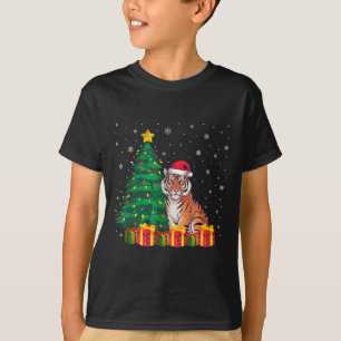 Ugly Bengal Tiger Santa Hat Christmas Tree Lights  T-Shirt