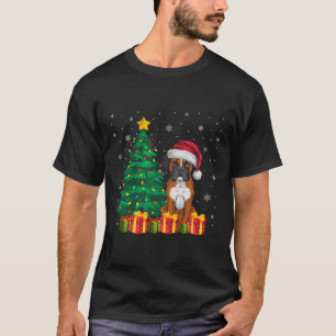 Ugly Boxer Santa Hat Christmas Lights Dog Lover Xm T-Shirt