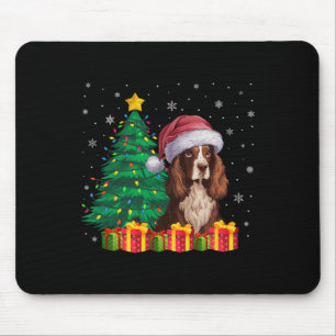 Ugly Boykin Spaniel Santa Hat Christmas Lights Dog Mouse Pad