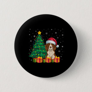 Ugly Brittany Spaniel Santa Hat Christmas Lights D 6 Cm Round Badge