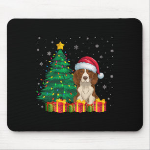 Ugly Brittany Spaniel Santa Hat Christmas Lights D Mouse Pad