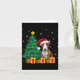 Ugly Bull Terrier Santa Hat Christmas Lights Dog L Card