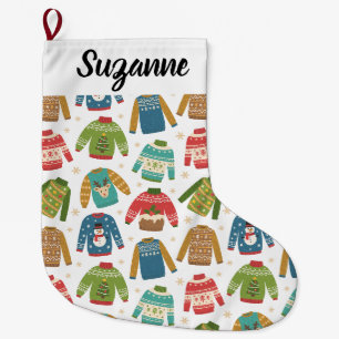 Ugly But Cute Ugly Christmas Sweaters Holiday Large Christmas Stocking
