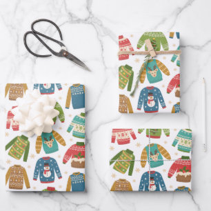 Ugly But Cute Ugly Christmas Sweaters Holiday Wrapping Paper Sheet