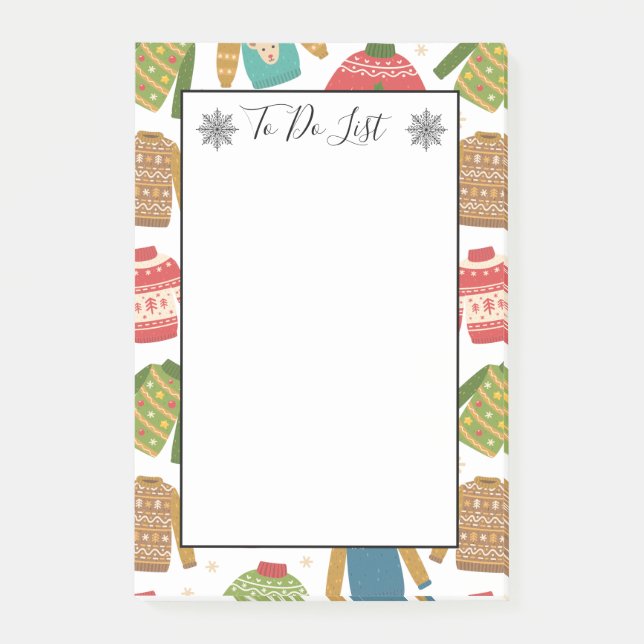 Ugly But Cute Ugly Christmas Sweaters To Do List Post-it Notes (Front)