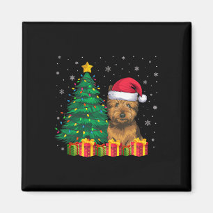 Ugly Cairn Terrier Santa Hat Christmas Lights Dog  Magnet