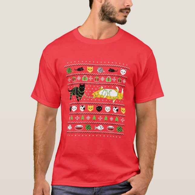 Ugly Cat Merry Christmas Ugly Sweater - Cute Xmas (Front)