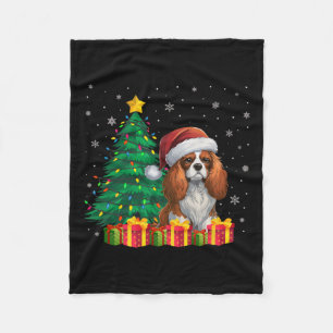 Ugly Cavalier King Charles Spaniel Santa Hat Xmas Fleece Blanket