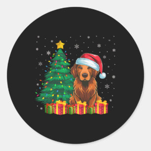 Ugly Chesapeake Bay Retriever Santa Hat Xmas Light Classic Round Sticker