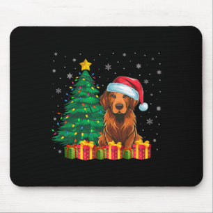 Ugly Chesapeake Bay Retriever Santa Hat Xmas Light Mouse Pad