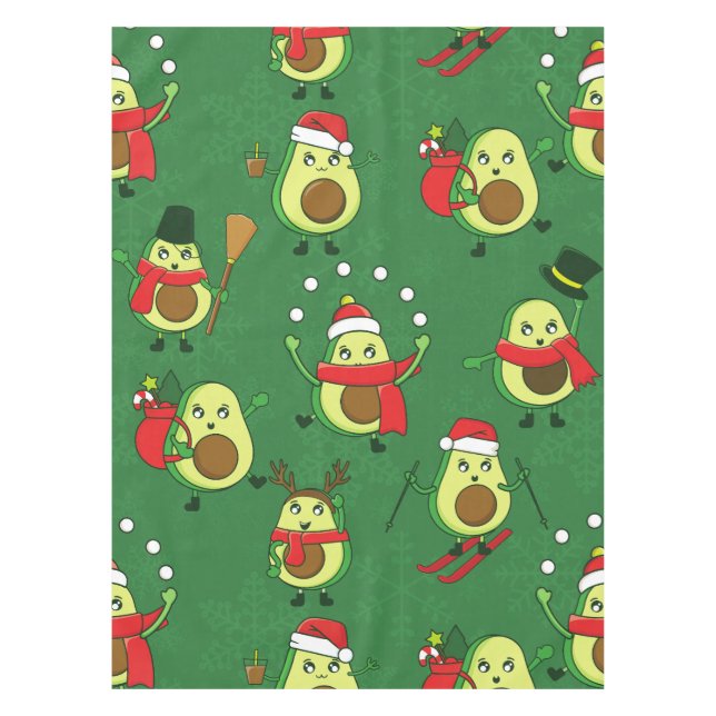 ugly christmas avocado santa winter tablecloth (Front)