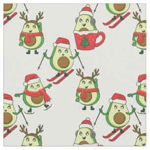 ugly christmas avocado ski santa fabric