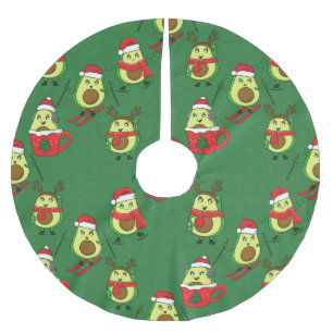 ugly christmas avocado ski snowflakes brushed polyester tree skirt