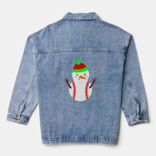 ugly christmas baseball snowman funny denim jacket