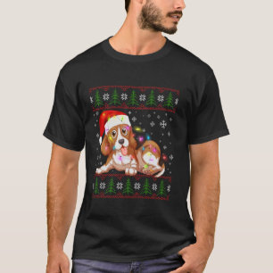 Ugly Christmas Beagle Dog Funny Lights and Santa H T-Shirt