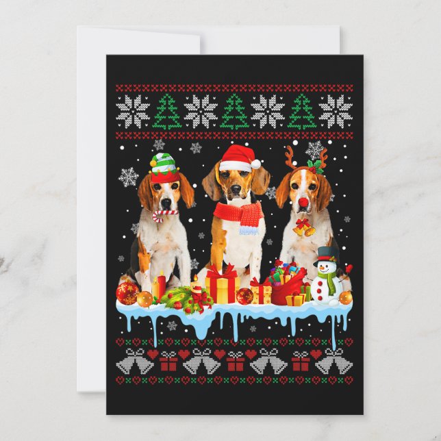 Ugly Christmas Beagle Dog Santa Xmas Dog Costume 7 Invitation (Front)