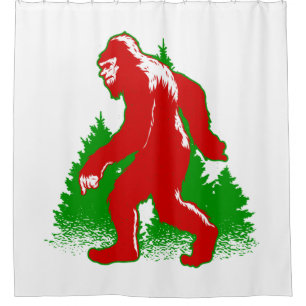 ugly christmas bigfoot yeti shower curtain