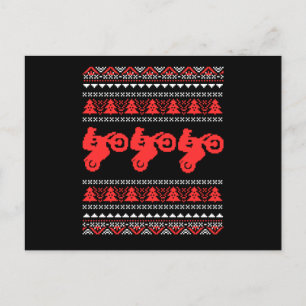 Ugly Christmas Biker Bike Motocross Motorcycle Gif Postcard